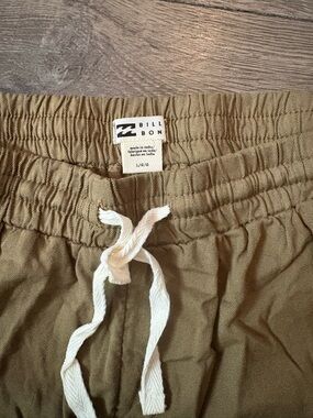 Billabong Olive Green Elastic Waist Shorts with White Drawstring